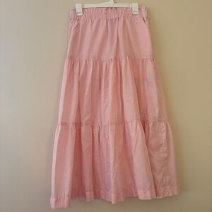 Handmade Pink Gingham Tiered Maxi Skirt Elastic Waist Cottagecore Prairie XS S